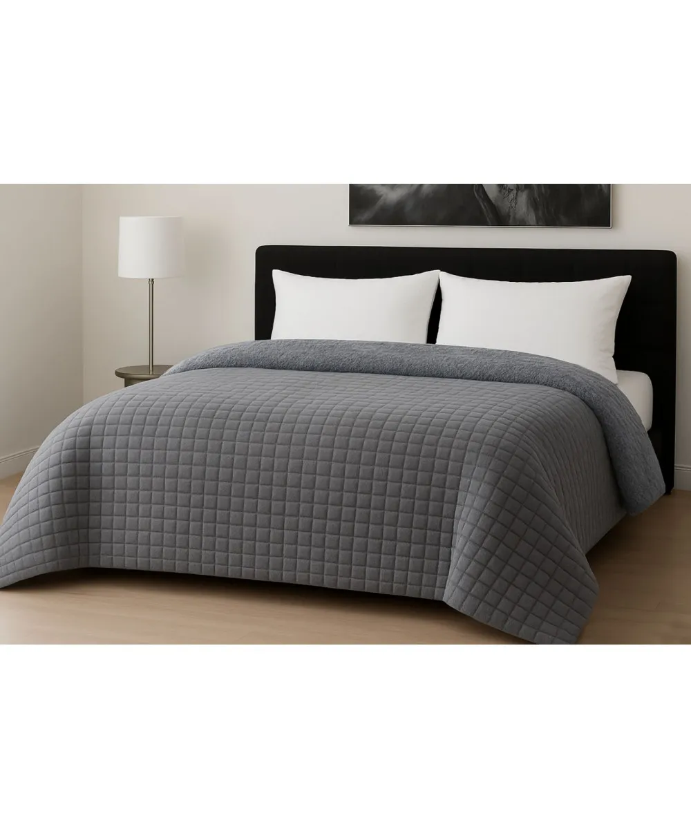 Κουβερτοπάπλωμα Le Blanc Flannel Comfort Σούπερ Υπέρδιπλο 260Χ240 700gsm RIB CUT Light Grey