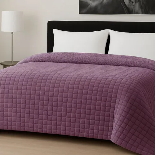 Κουβερτοπάπλωμα Le Blanc Flannel Comfort Σούπερ Υπέρδιπλο 260Χ240 700gsm RIB CUT Lilac