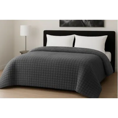 Κουβερτοπάπλωμα Le Blanc Flannel Comfort Σούπερ Υπέρδιπλο 260Χ240 700gsm RIB CUT Dark Grey