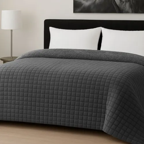 Κουβερτοπάπλωμα Le Blanc Flannel Comfort Σούπερ Υπέρδιπλο 260Χ240 700gsm RIB CUT Dark Grey