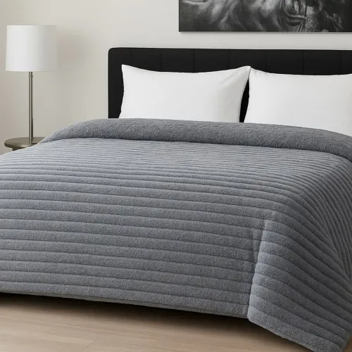 Κουβερτοπάπλωμα Le Blanc Flannel Comfort Σούπερ Υπέρδιπλο 260Χ240 700gsm RIB Light Grey