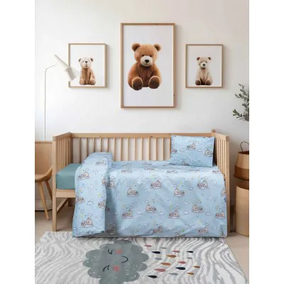 Βρεφικό Σετ Σεντόνια BEARLY Σετ σεντόνια κούνιας: 120 x 170   1 μαξιλαροθήκη 30 x 40 εκ.