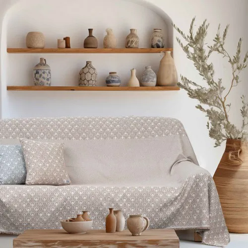 Ριχτάρι DOMINOR BEIGE Ριχτάρι τριθέσιου καναπέ: 170 x 300 εκ.