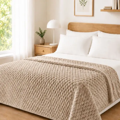Κουβέρτα Fleece NESTIQ BEIGE Κουβέρτα υπέρδιπλη: 220 x 240 εκ.