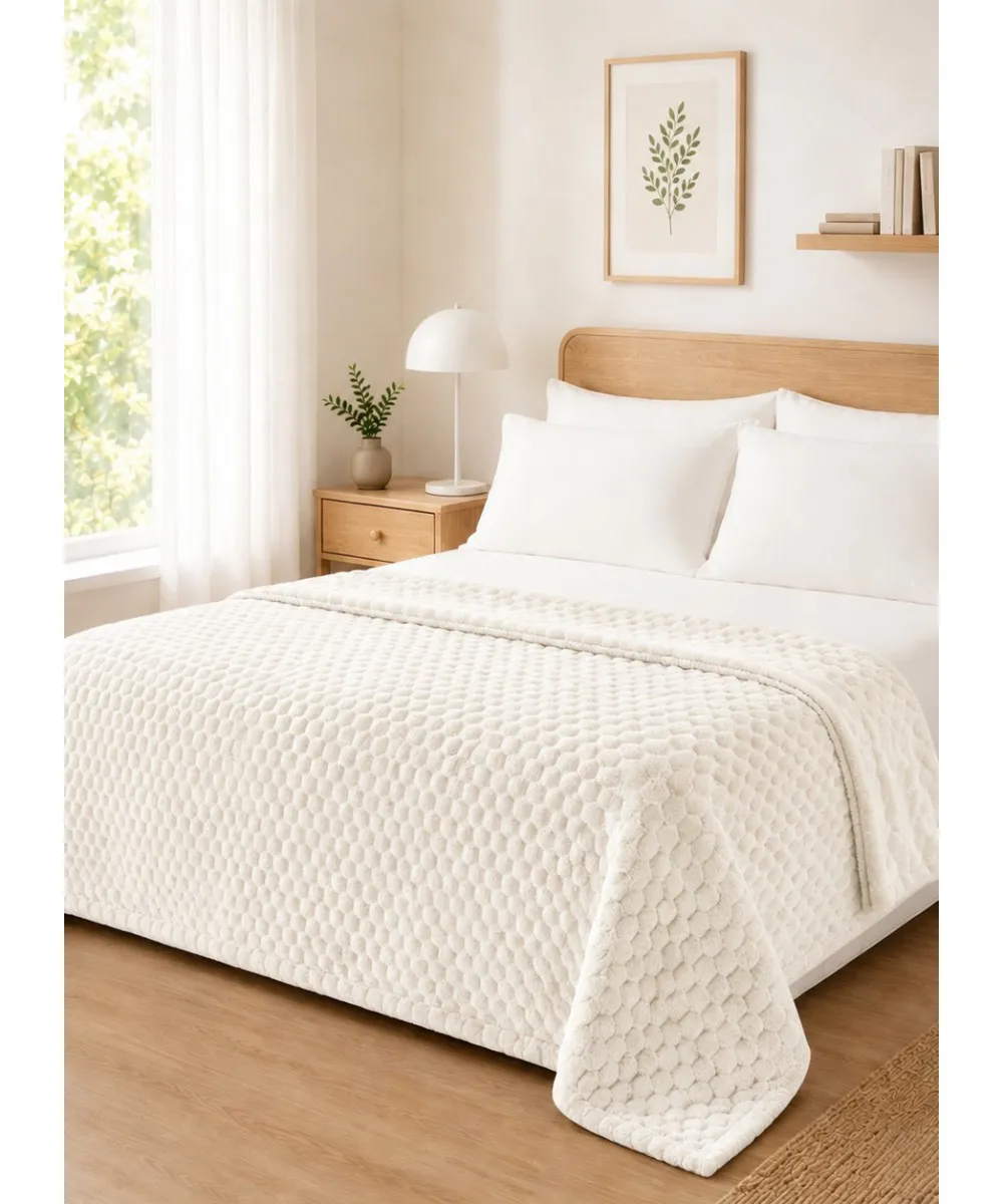 Κουβέρτα Fleece NESTIQ ECRU Κουβέρτα υπέρδιπλη: 220 x 240 εκ.