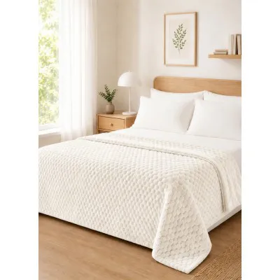 Κουβέρτα Fleece NESTIQ ECRU Κουβέρτα υπέρδιπλη: 220 x 240 εκ.