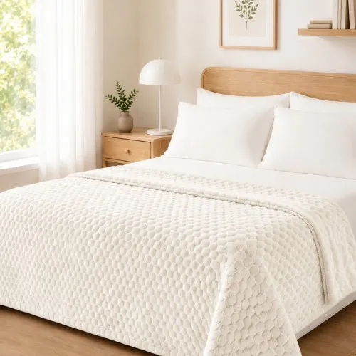 Κουβέρτα Fleece NESTIQ ECRU Κουβέρτα υπέρδιπλη: 220 x 240 εκ.