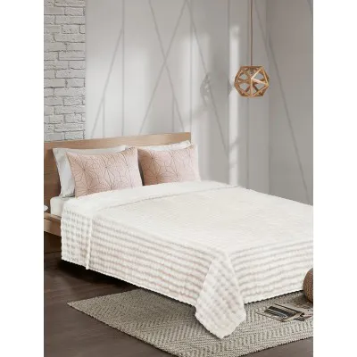 Κουβέρτα Fleece PUFFELLA ECRU Κουβέρτα μονή: 160 x 220 εκ.