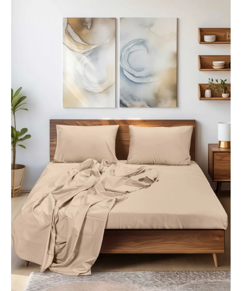 Σεντόνι SLEEK BEIGE Σεντόνι υπέρδιπλο με λάστιχο: 160 x 200 35 εκ.