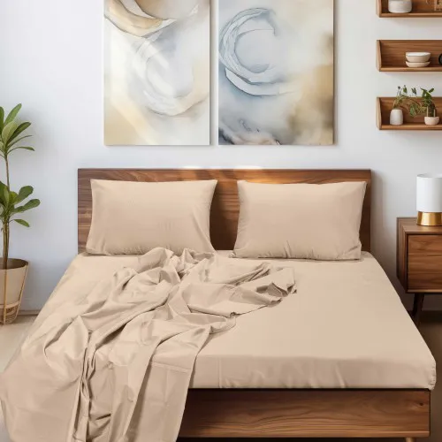 Σεντόνι SLEEK BEIGE Σεντόνι υπέρδιπλο με λάστιχο: 160 x 200 35 εκ.