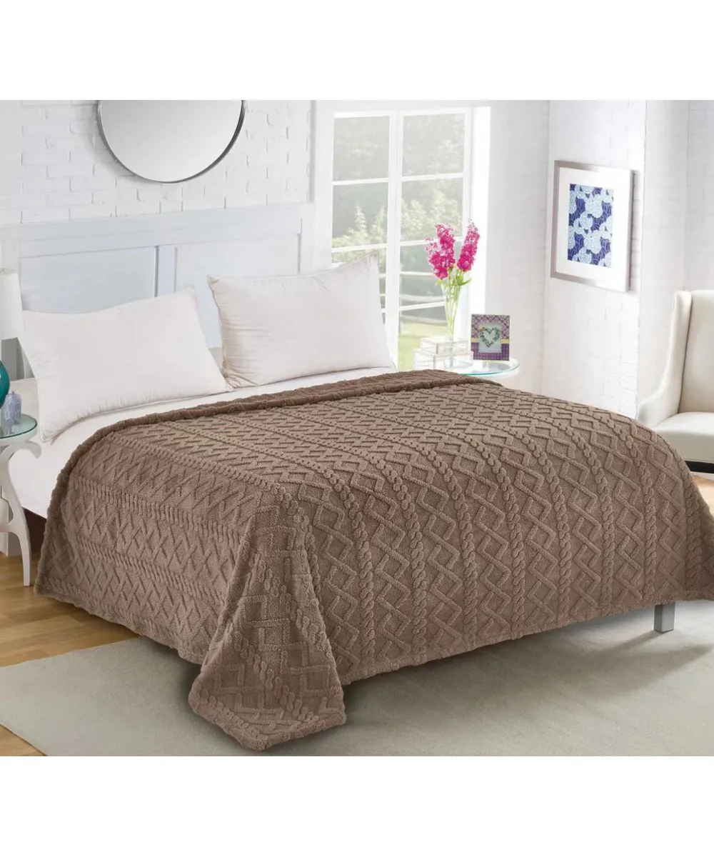 Fleece knitted (160cm x 220cm) σοκολά