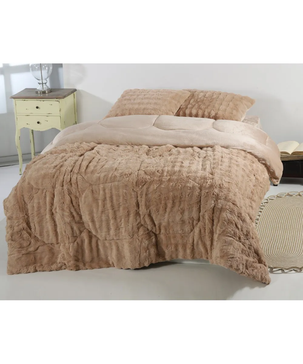 Κουβερτοπάπλωμα burble (170cm x 240cm   50cm x 70cm) ανοιχτό καφέ