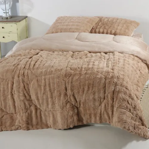 Κουβερτοπάπλωμα burble (220cm x 240cm  2 x 50cm x 70cm) ανοιχτό καφέ 