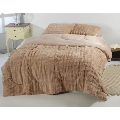 Κουβερτοπάπλωμα burble (240cm x 260cm  2 x50cm x 70cm) ανοιχτό καφέ 