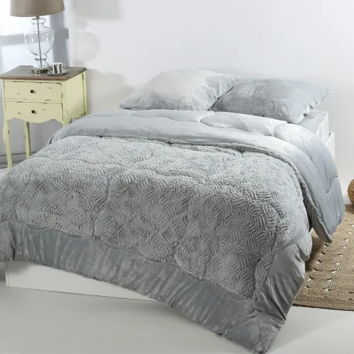 Κουβερτοπάπλωμα burble (170cm x 240cm   50cm x 70cm) γκρί