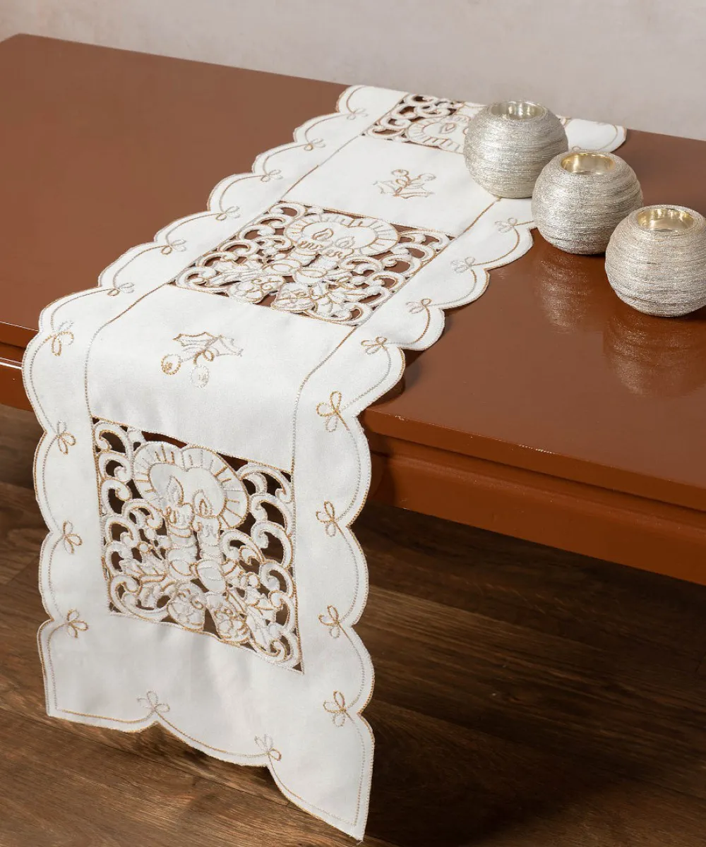Τραβέρσα χριστουγεννιάτικη 1180 (30cm x 140cm) ivory