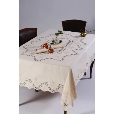 Χειροποίητο τραπεζομάντηλο 1285 (170cm x 170cm) μπέζ