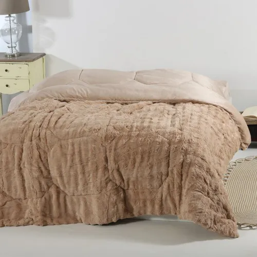 Κουβερτοπάπλωμα burble (220cm x 240cm) ανοιχτό καφέ 