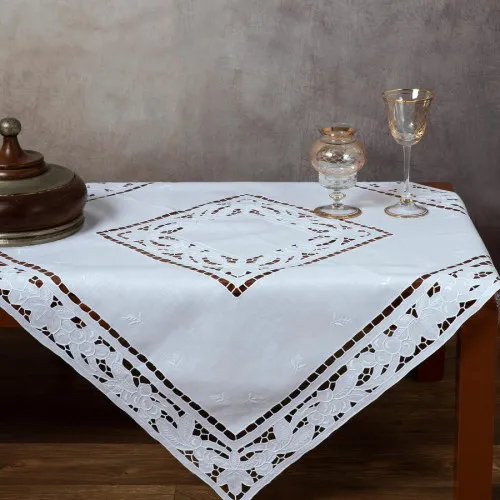 Χειροποίητο κοφτό σετ 3 τεμαχίων 2154 (40cm x 110cm/30cm x 30cm x 2) λευκό