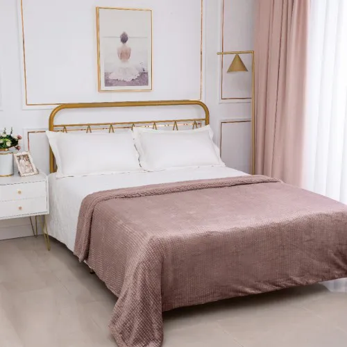 Κουβέρτα με sherpa damask (170cm x 220cm) syklamen