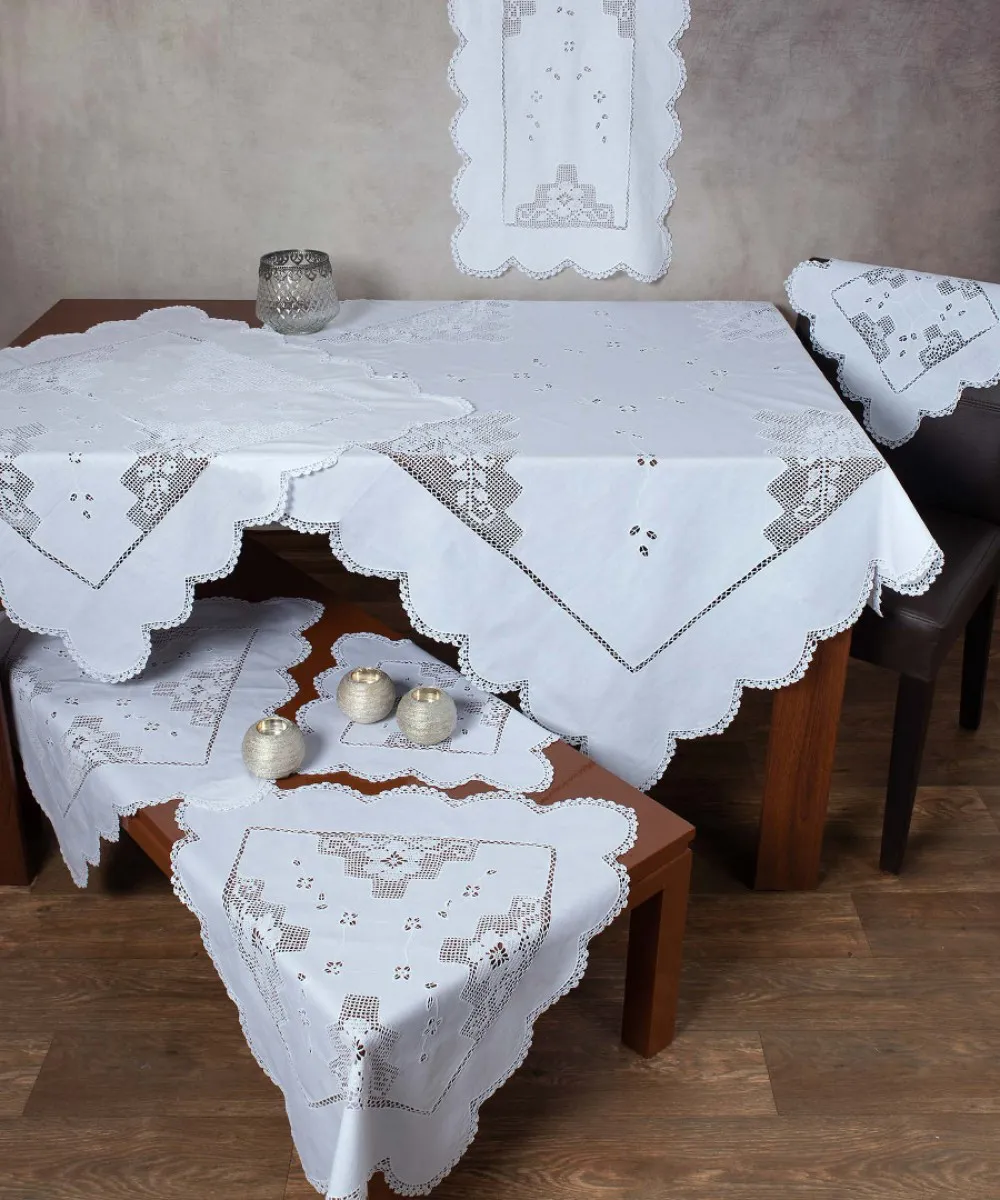 Πλεκτό με ύφασμα σετ 7 τεμαχίων 2253 (140cm x 140cm/90cm x 90cm/50cm x 150cm/60cm x 60cm x 2/40cm x 40cm x 2) λευκό