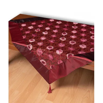 Τούλινο τραπεζοκαρέ 264-17 (130cm x 130cm) μπορντώ 