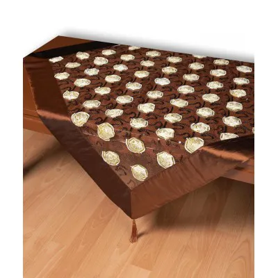 Τούλινο τραπεζοκαρέ 264-17 (130cm x 130cm) καφέ
