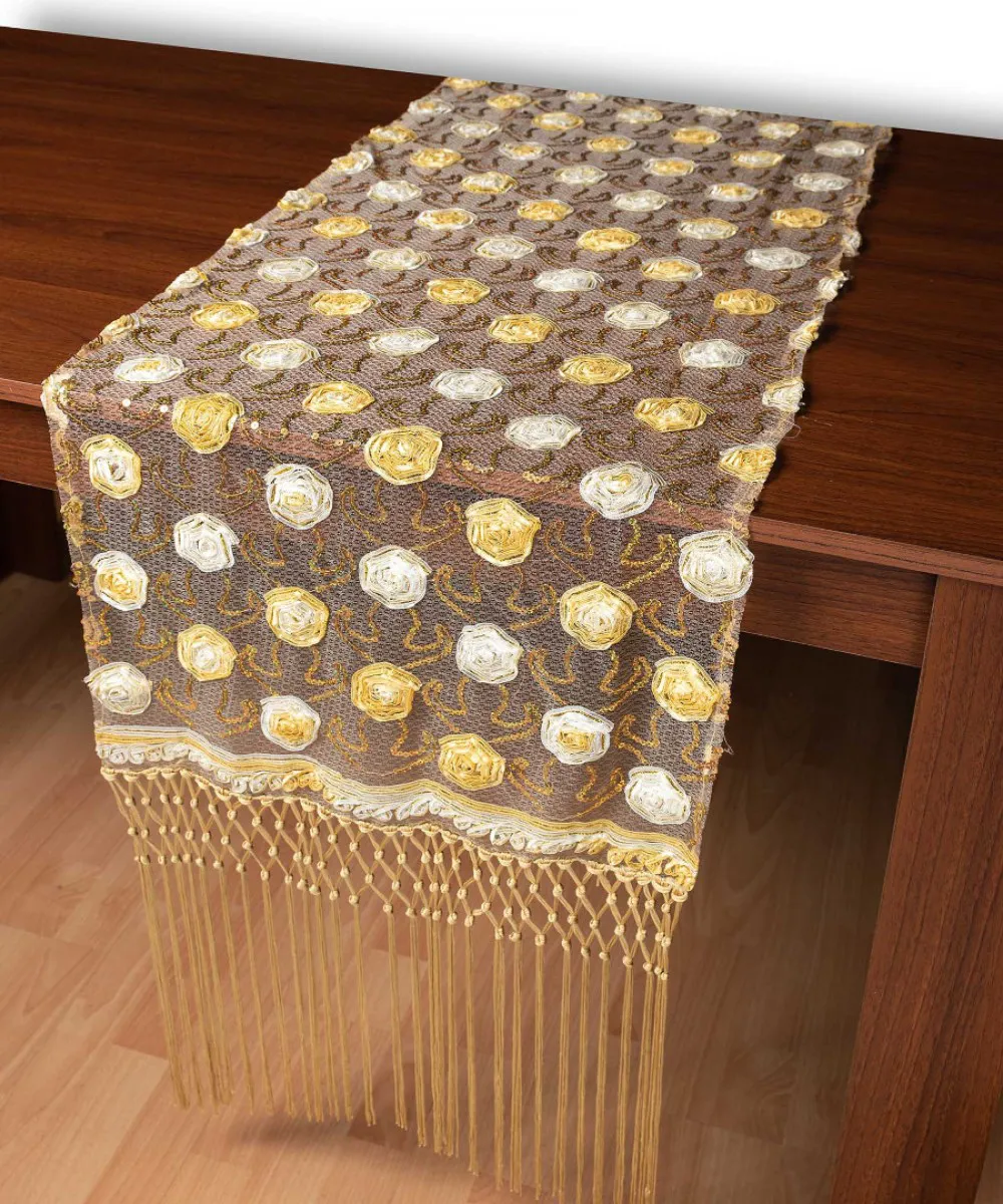Τούλινη καρέ τραβέρσα 264-17 (50cm x 200cm) χρυσό
