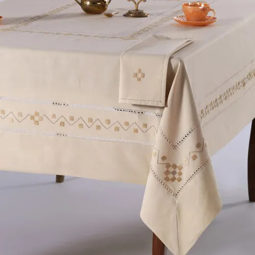 Χειροποίητο τραπεζομάντηλο 5013 (170cm x 220cm) λαδί