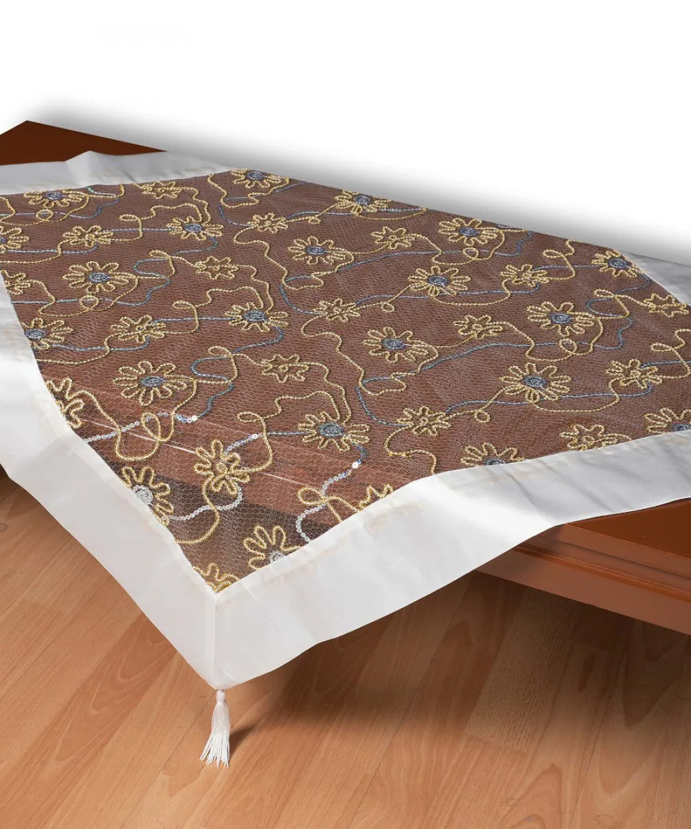 Τούλινο τραπεζοκαρέ 7180 (130cm x 130cm) λευκό