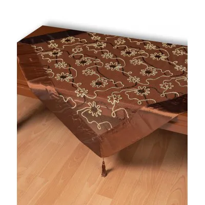 Τούλινο τραπεζοκαρέ 7180 (130cm x 130cm) καφέ