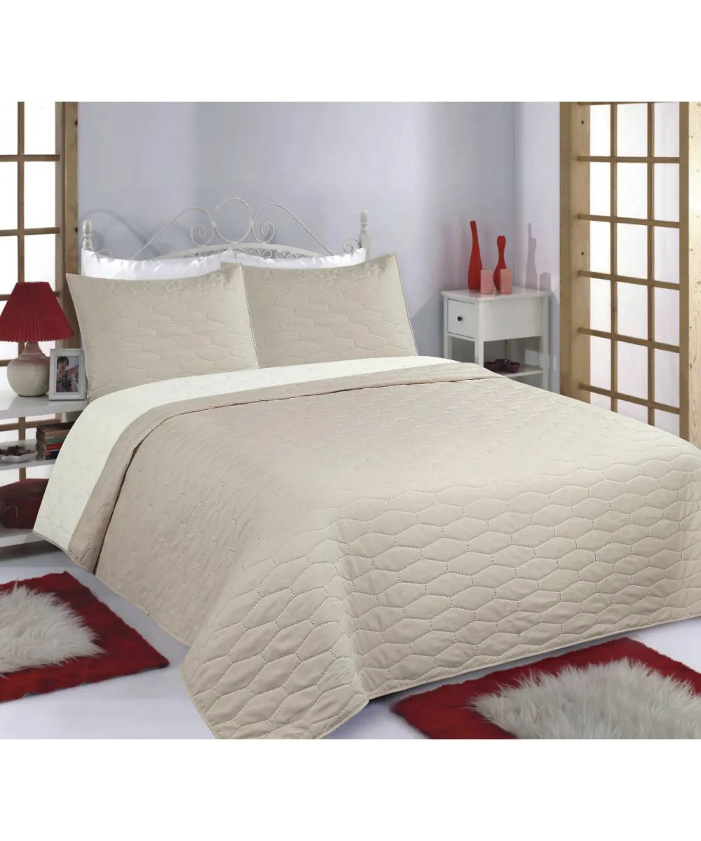ΚΟΥΒΕΡΛΙ σετ (170cm x 240cm   1 x 50cm x 70cm) RUBY beige/ivory