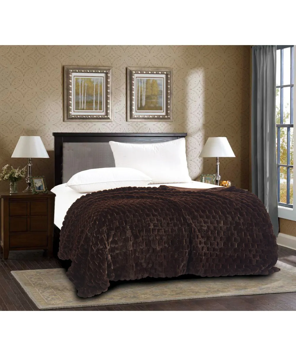 Διακοσμητική γούνινη κουβέρτα mink (220cm x 240cm) καφέ