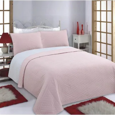 ΚΟΥΒΕΡΛΙ σετ (220cm x 240cm   2 x 50cm x 70cm) DIAMOND pink/grey