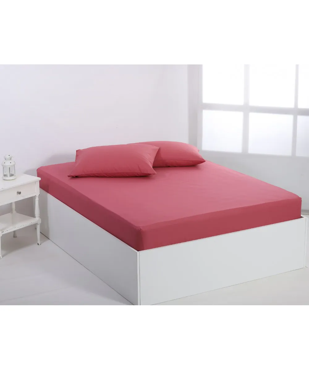 Βαμβακερό σεντόνι essentials (125cm x 200cm   35cm) baroque rose
