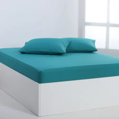 Βαμβακερό σεντόνι essentials (245cm x 267cm) teal blue