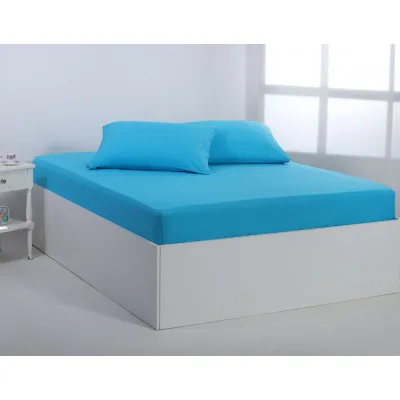 Βαμβακερό σεντόνι essentials (105cm x 200cm   35cm) river blue