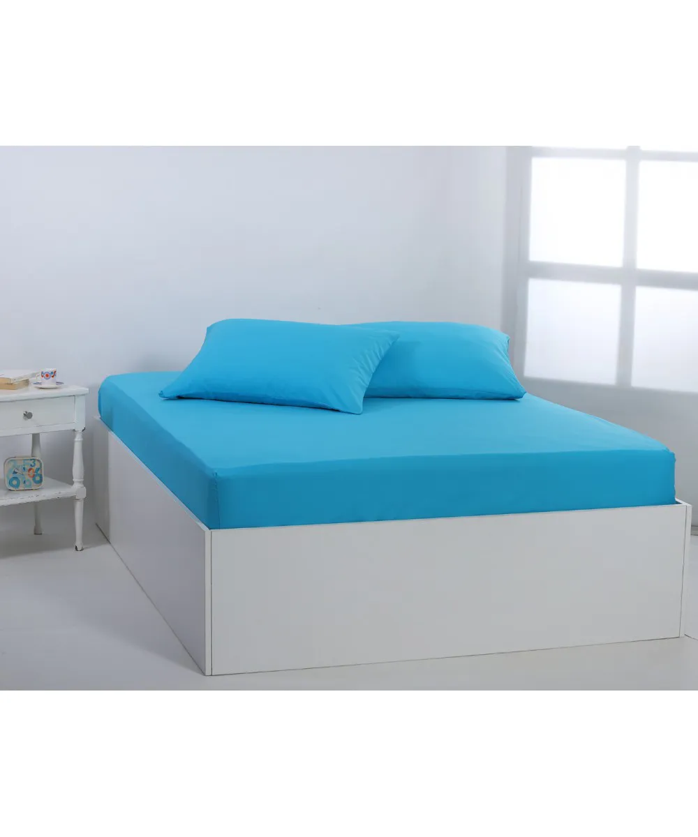 Βαμβακερό σεντόνι essentials (225cm x 267cm) river blue