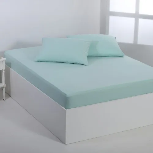 Βαμβακερό σεντόνι essentials (105cm x 200cm   35cm) misty jade