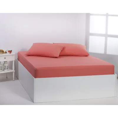 Βαμβακερό σεντόνι essentials (165cm x 267cm) coral almond