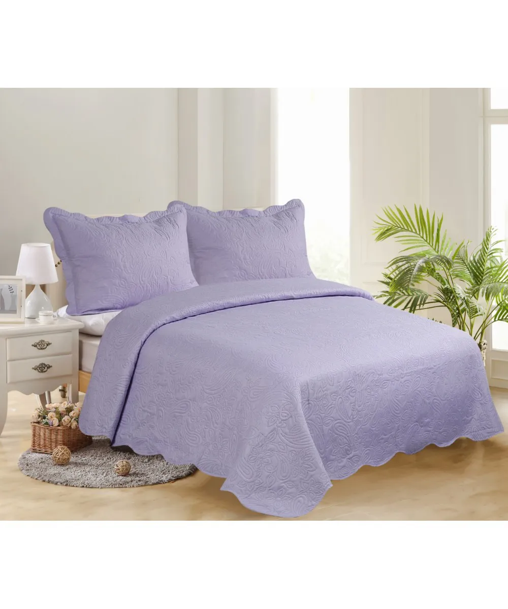ΥΠΕΡΔΙΠΛΟ ΚΟΥΒΕΡΛΙ (220cm x 240cm   2 x 50cm x 70cm )SOLID LIGHT LILA/ DARK LILA