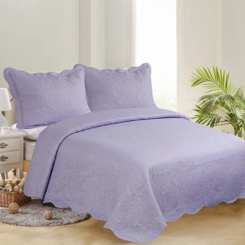 ΥΠΕΡΔΙΠΛΟ ΚΟΥΒΕΡΛΙ (220cm x 240cm   2 x 50cm x 70cm )SOLID LIGHT LILA/ DARK LILA