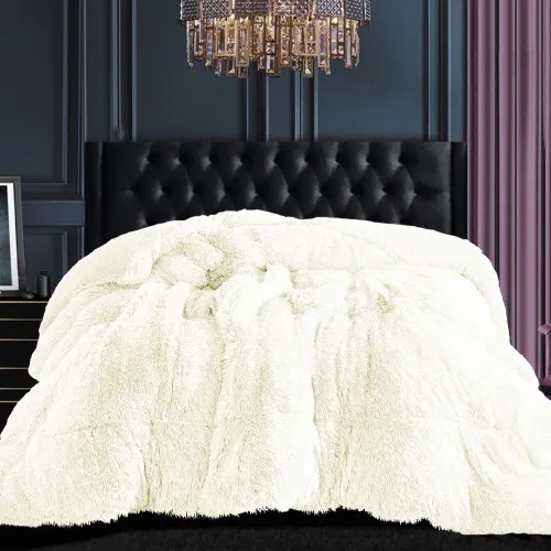 Κουβερτοπάπλωμα μαλλιαρό (220cm x 240cm) ivory