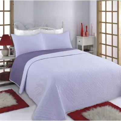 ΚΟΥΒΕΡΛΙ σετ (220cm x 240cm   2 x 50cm x 70cm) LINES lila/purple