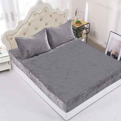 Fleece σεντόνι με λάστιχο και μαξιλαροθήκες (160cm x 200cm   35cm) light grey