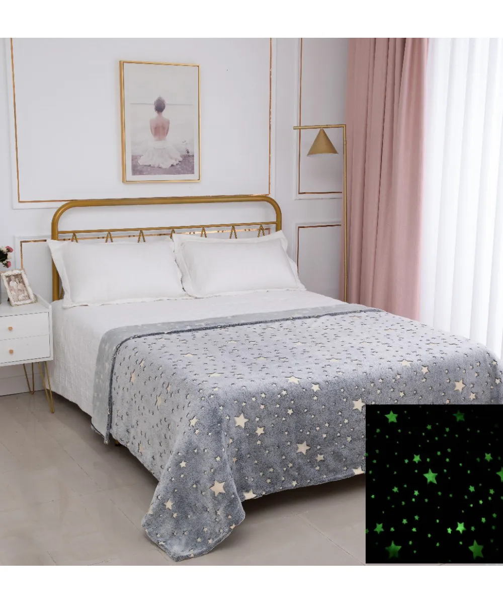 Παιδική φωσφοριζέ κουβέρτα star (170cm x 220cm) γκρί