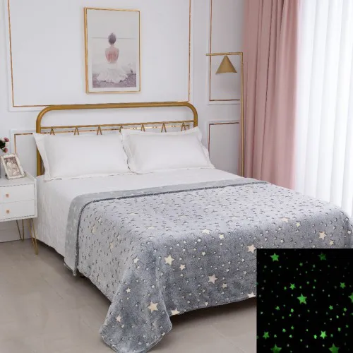 Παιδική φωσφοριζέ κουβέρτα star (170cm x 220cm) γκρί