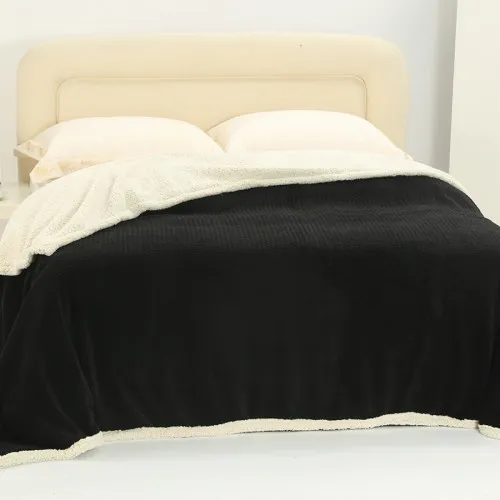 κουβέρτα fleece με sherpa (220cm x 240cm) pineapple μαύρο