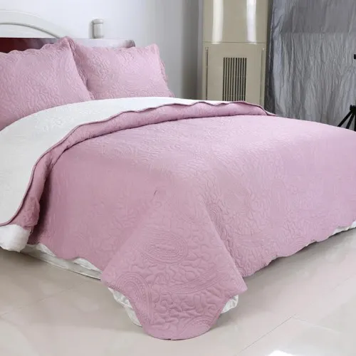 ΚΟΥΒΕΡΛΙ σετ (220cm x 240cm   2 x 50cm x 70cm) λαχούρι PINK & CREAM 