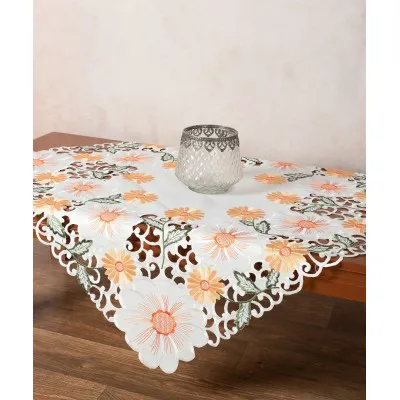 Σατέν κοφτό τραπεζοκαρέ (135cm x 135cm) 291 πορτοκαλί